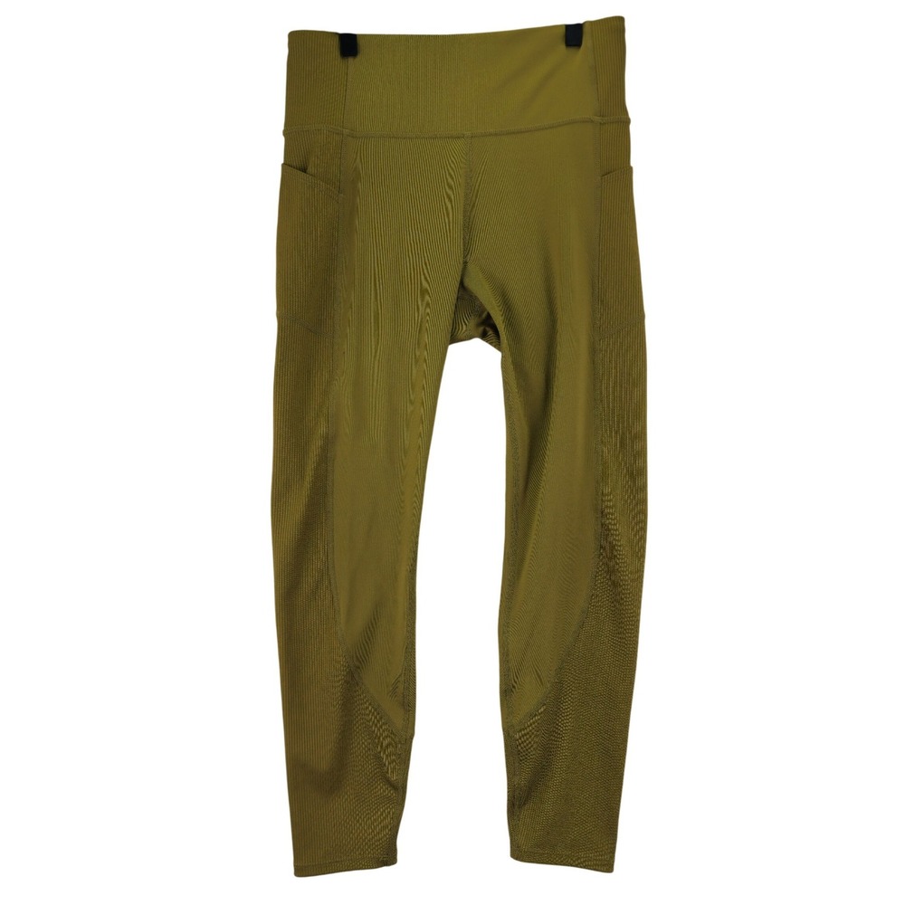 JoyLab Olive Green Ribbed High Waisted Cropped Leggings Women's Size Medium